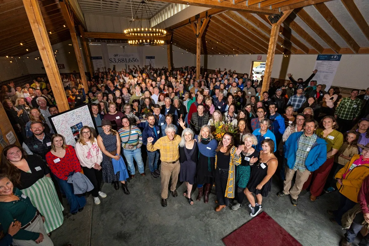 Large crowd of Teton Valley community members gathered at the Tin Cup Awards celebration