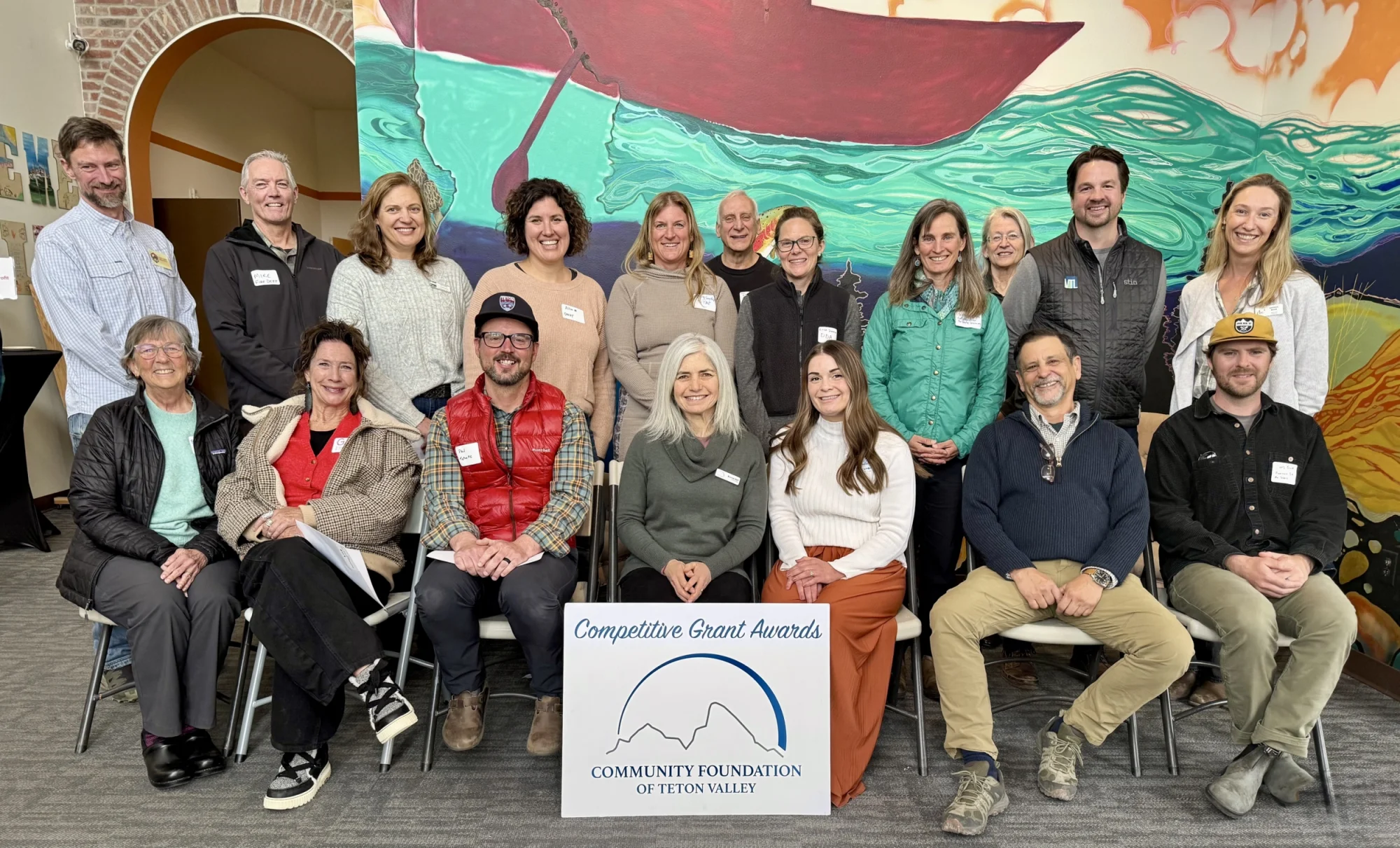 2026 Competitive Grant awardees gathered at the Teton Valley Welcome Center